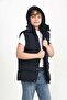 Boy's Navy Blue Hooded Multi-Pocket Puffer Vest with Zipper and Snap Fasteners 10-15 Years Old - 7