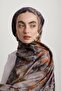 Menekşe Floral Print Double Sided Shawl - Purple Tan - 6