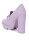 Women's Chunky Chain Link Heeled Loafers in Lilac - 3