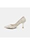 Women's Off-White Stone Embellished Heeled Bridal Shoes - 3