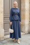 Belt Piece Indigo Set with Buttoned Front Skirt