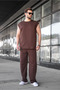 Bitter Brown Sleeveless Men's T-Shirt Tracksuit Set E7354 - 2
