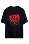 Unisex Oversized Black Stranger Things Logo Detailed T-Shirt