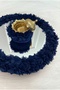 Navy Blue Floral Mirrored Velvet Henna Night Tray Basket Bridal Set, Engagement Wedding Promise Ceremony Circumcision - 5