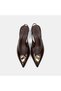 Women's Brown Gold Buckled Pointed Toe Heeled Evening Dress Shoes - 6