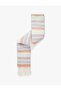 Striped Soft Textured Tasseled Long Scarf