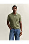 Men's Green Regular Fit Logo Polo Neck T-Shirt
