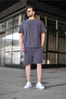 Smoked Tencel Fabric Men's Shorts T-Shirt Set E7349 - 2