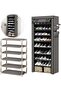 9-Tier Shoe Rack Canvas Shoe Storage Cabinet for Living Room, Hallway with Dustproof Cover - 5