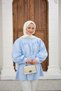 Women's Corsage Belt Detail Ruched Shirt Baby Blue - 5