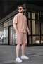 Stone Color Tencel Fabric Men's Shorts T-Shirt Set E7349 - 5