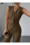Women's Strappy Button-Front Blouse Pants Linen Two-Piece Set Summer Stylish Combination - 2