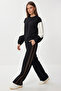 Contrast Color Modal Top and Bottom Set Lcr0116 Black Ecru - 2