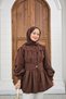Women's Corsage Belt Detail Ruched Shirt Brown - 3