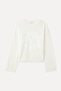 Women's Off-White Jacquard Loose Fit Crew Neck Sweater - 4
