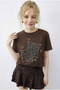 Women's Brown Stone Printed Leopard Pattern Crew Neck Regular Fit T-Shirt 2209 60283975 - 4