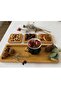 Bamboo 3-Piece Presentation Set Natural Wooden Presentation Board with Sauce Bowl Stylish Serving Plate Snack Plate Turkish Delight Plate Breakfast