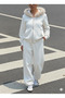 Cream Zippered Hooded Sweatshirt Tracksuit Set – Fur-Trimmed Hoodie, Pocketed , Comfortable Fit - 2