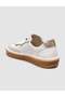 White Genuine Calfskin Leather Lace-Up Women's Sneakers Shoes - 5