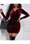 Long Sleeve Cross Collar Mini Velvet Dress