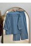 Gülperi Double Pocketed V-Neck Tie-Detail Denim Set-Ml2080 Blue - 7