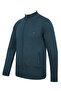 Men's Half Turtleneck Pocketed Zipper Petrol Cardigan Classic Fit - 5200K - 3