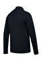 Men's Half Turtleneck Pocketed Zippered Navy Blue Cardigan Classic Fit - 5200K - 4