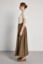 High Waist Segmented Premium Tencel Fabric Khaki Long Skirt 31026 - 6