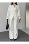 Blazer Jacket with Shawl Collar, Single Button Closure and Side-Tie Belt Detail. Wide Leg Pants Set
