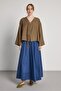 Oversized Tie-Detail Premium Tencel Fabric Khaki Women's Jacket 31011 - 4