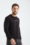 Black Men's Three Thread Sweatshirt Regular Fit P Cotton U Crew Neck Casual Sports Basic - 2