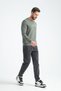 Khaki Men's Three Thread Sweatshirt Regular Fit P Cotton U Crew Neck Casual Sports Basic - 3