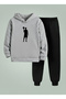 Boy's Hooded Top Turning Player Basketball Player Ba Printed İplik Şar Brushed Inside Eatshirt - Tracksuit Set