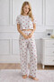 Women's White Cherry Patterned Top and Bottom Pajama Set - Home Wear