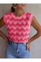 Lace-Like Knit Color Block Women's Knitwear Sweater - 4