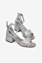 Girl Child Silver Glittery Child Heeled Shoes - 4