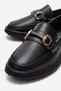 Non-Slip Women's Buckled Loafers Shoes Black Leather - 3