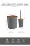 Sapphire Adhesive Wooden Detailed Wc Brush Holder and Trash Can Set Anthracite 2-Piece Bathroom Set - 8