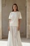 Women's T-Shirt with Tulle Detail and Beaded Embroidery, Flower White – 100% Cotton Compact Single Jersey 24/1 - 4