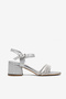 Girl's Silver Glitter Children's Stone Heeled Sandals - 5