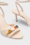 Women's Pointed Toe Ankle Strap Shoes with Sea Stone Detail Casual Heeled Shoes Marassi Beige Suede - 3