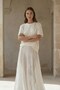 Women's T-Shirt with Tulle Detail and Beaded Embroidery, Flower White – 100% Cotton Compact Single Jersey 24/1 - 3