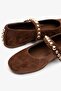 Mery Brown Suede Leather Women's Pearl Ballerinas - 5