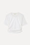 Women's Off-White Fitted Gathered Crew Neck T-Shirt - 6