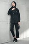 Black Bel Tie-Detail Pocketed Jacket and Trousers Denim Suit - 2