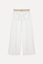 Women's Ecru Color Block Wide Leg Pants - 6