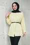 Yellow Hidden Placket Modal Woven Tunic with Waist Belt
