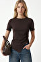 Women's Joyce Asymmetrical Detailed Brown T-Shirt / Blouse