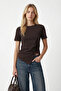 Women's Joyce Asymmetrical Detailed Brown T-Shirt / Blouse - 4