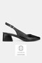 Women's Black Patent Leather Genuine Natural Leather Leather -43 Size Open Back Heel Shoes